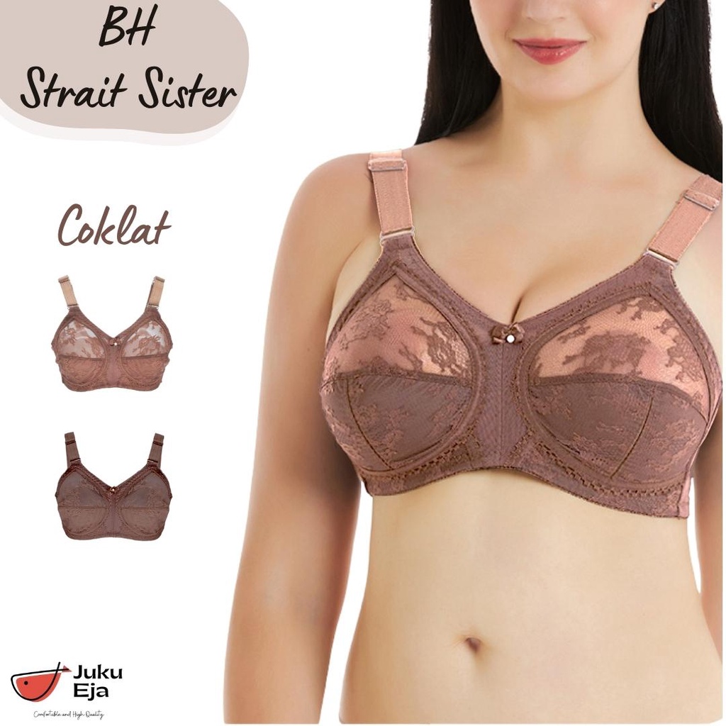 Strait Sister Original BH Harian Ibu - Tanpa Busa - Tanpa Kawat - Full Cup Bra - Full Lace - Coklat