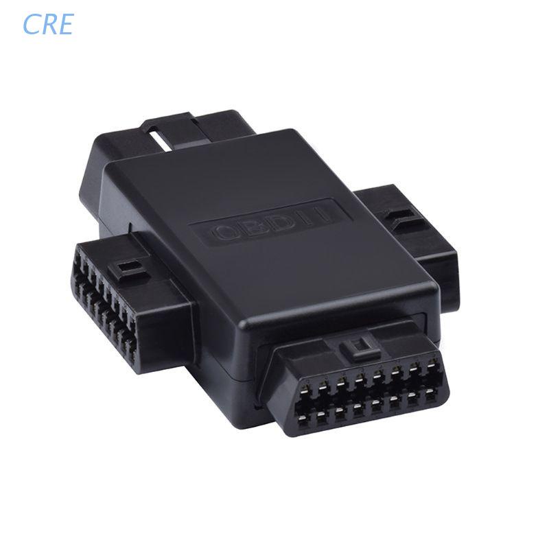 Cre Adapter Konektor Plug 1 Male Ke 3 Female 16 Pin OBD2 Untuk Diagnostik Mobil