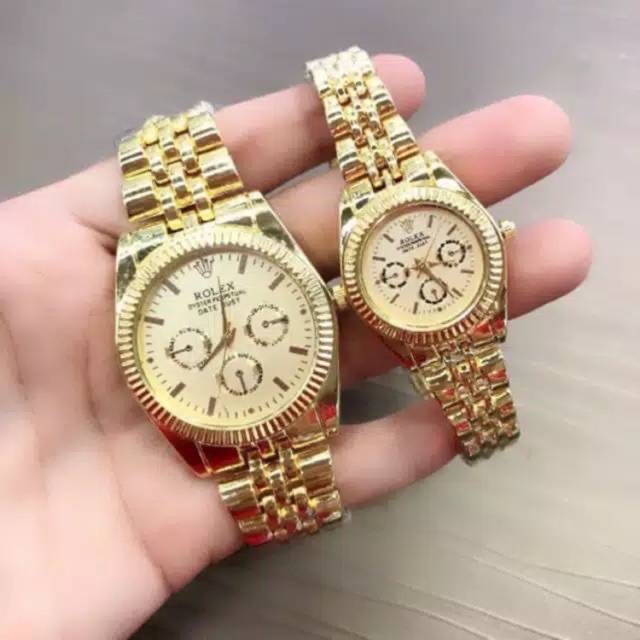 Jam Tangan Pria/Wanita/Couple Rolex Crono Off Case Gold