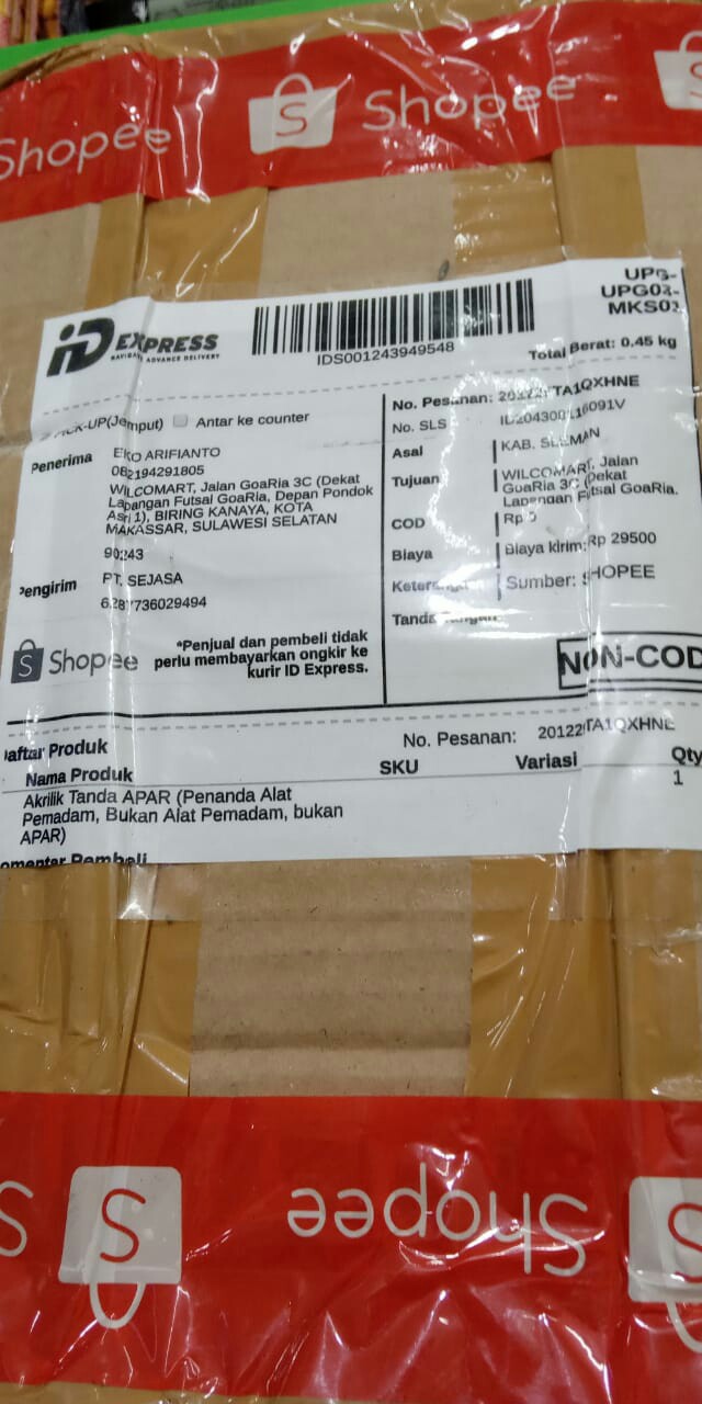 Akrilik Tanda Apar (penanda Alat Pemadam, Bukan Alat Pemadam, Bukan Apar)