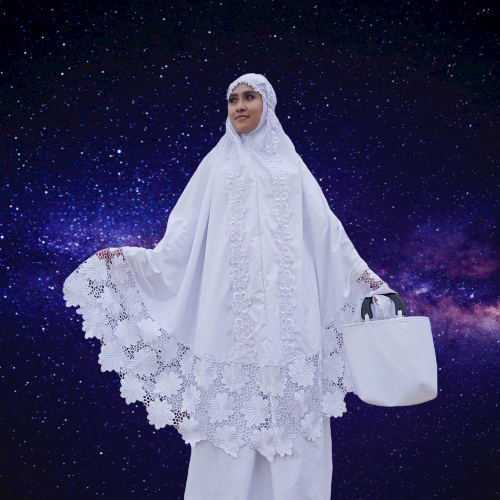 Mukena Bordir Renda Mewah Dewasa Tasikmalaya Putih Cantik Ekslusif Bahan Katun Perlengkapan Sholat