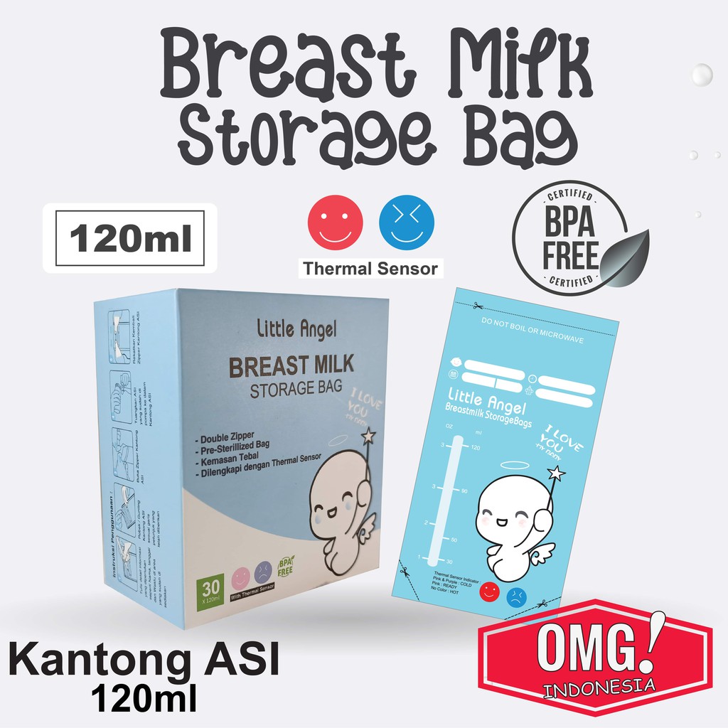 kantong asi susu bayi 120 ml baby breast milk storage bag sensor thermal 30pcs asip