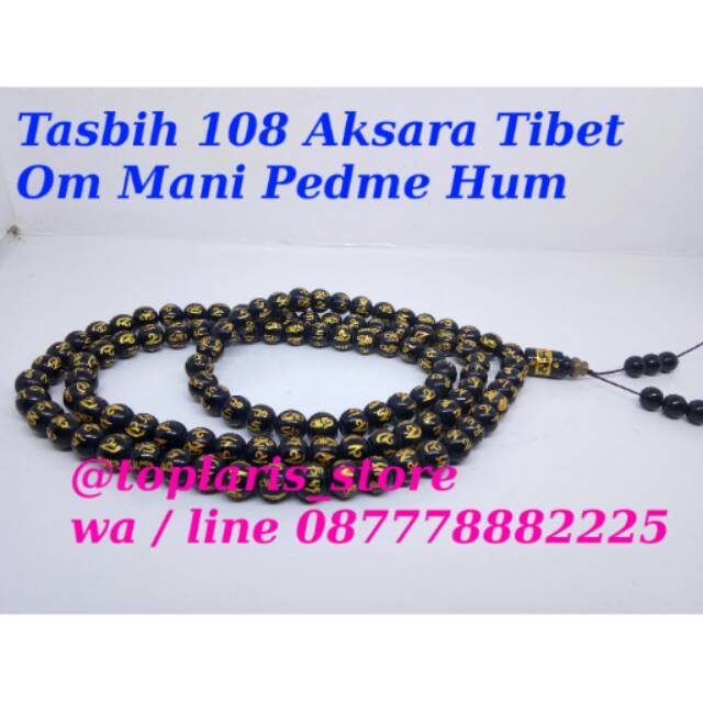 Tasbih 108 butir Aksara Om Mani Pedme Hum Batu Natural