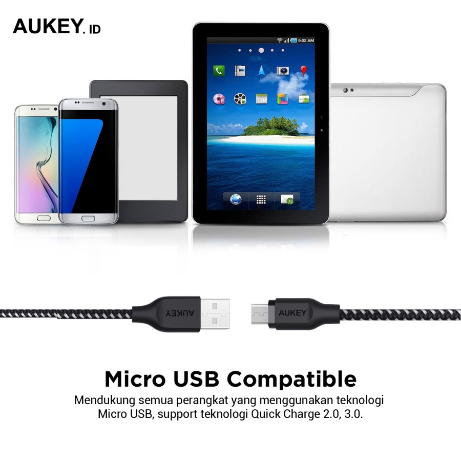 Aukey Cable CB-AM2 2M Micro High Performance Braided Black - 500296