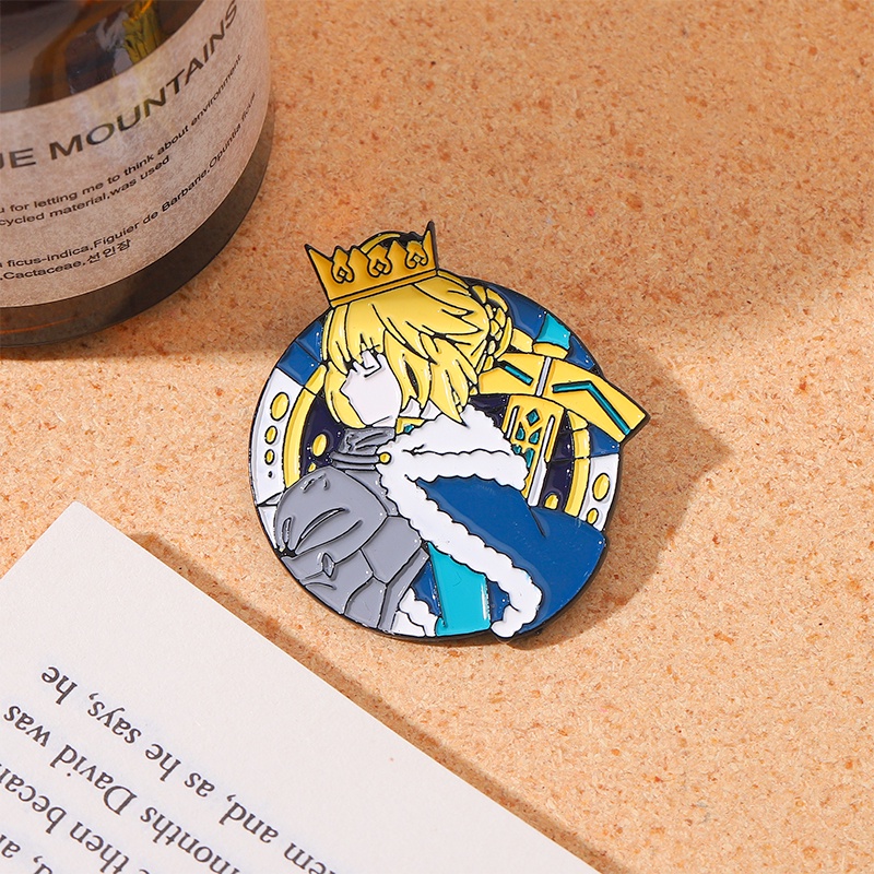 Bros Lencana Enamel Desain Anime Fate stay Night Raja Arthur Untuk Aksesoris Ransel Pakaian