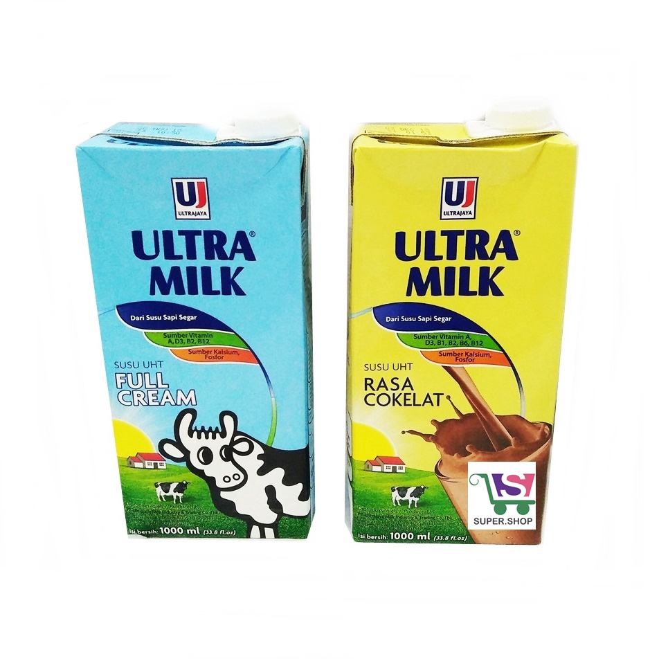 Susu Ultra Milk UHT Full Cream / Cokelat 1 Liter