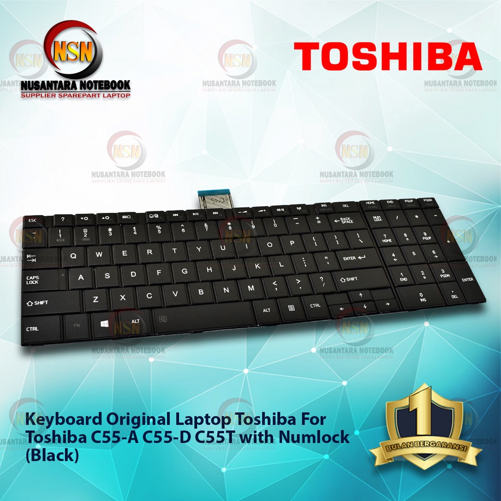 Keyboard Laptop Toshiba C55-A C55-D C55T Hitam Black with Numlock