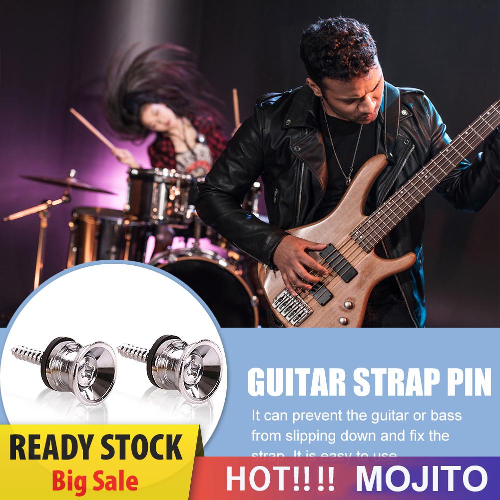 2pcs Pin Buckle Pengunci Strap Gitar Bass Ukulele Bahan Metal Anti Slip