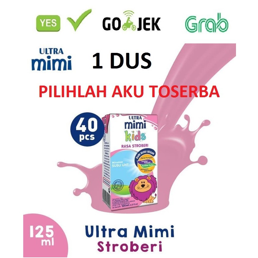 Susu Ultra Mimi Kids STRAWBERRY (STROBERI) 125 ml - (1 DUS ISI 40) - GOJEK/GRAB