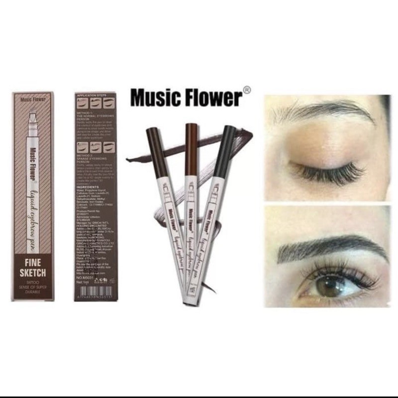 ORI music flower eyebrow pen fork microblading pencil pensil alis liquid tattoo tatto waterproof