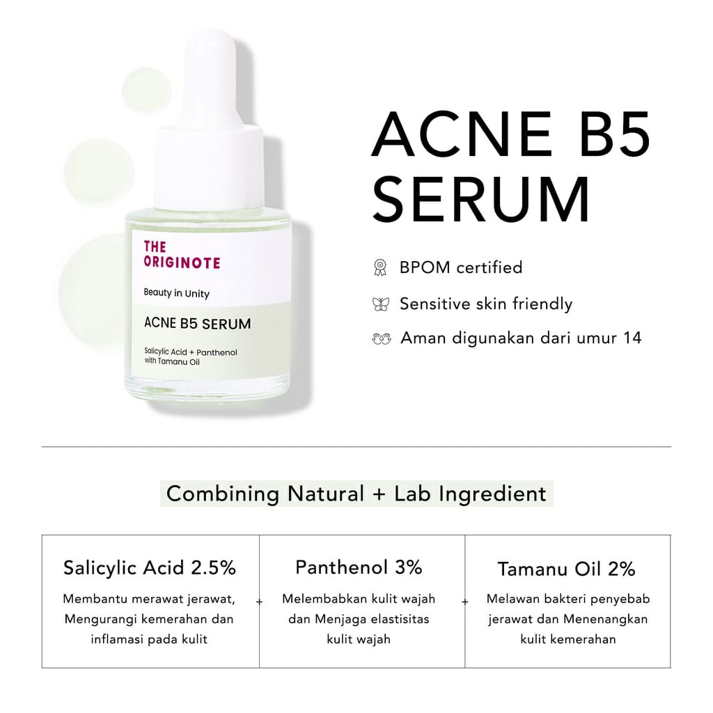 (READY) THE ORIGINOTE ACNE B5 SERUM 20 ML / SERUM ANTI ACNE ANTI INFLAMASI