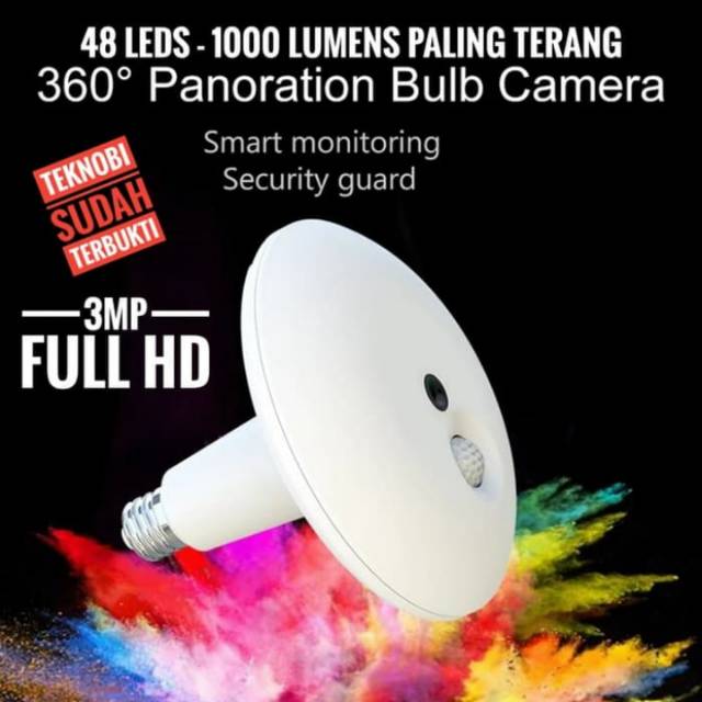 Spy Cam Camera CCTV Lampu 3 MP Teknobi 1000 Lumens 48 Led
