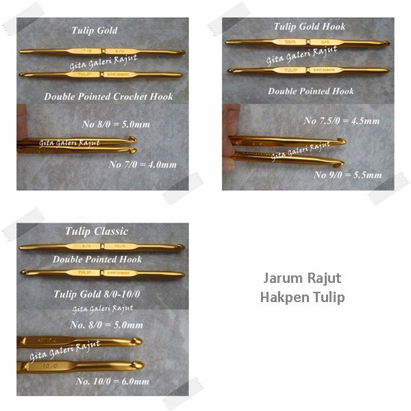 Hakpen/Jarum Rajut/Hakken/Alat Rajut Crochet (Tulip Gold)