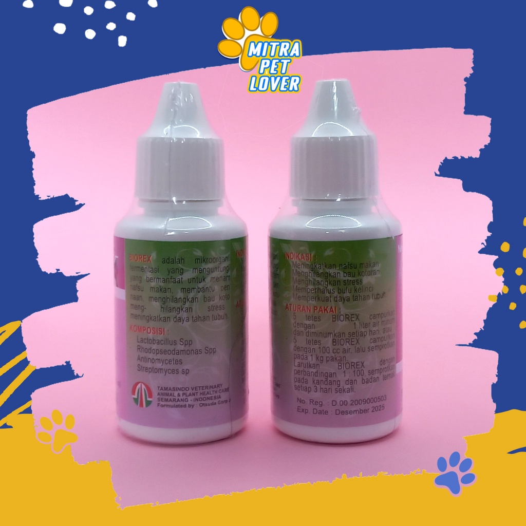 PENAMBAH NAFSU MAKAN KELINCI - BIOREX 30 ML - PROBIOTIK TINGKATKAN IMUN DAYA TAHAN TUBUH &amp; NAFSU MAKAN RABBIT - SUPLEMEN ANTI STRESS - MURAH GARANSI ASLI KUALITAS ORIGINAL - PET ANIMAL HEALTHCARE &amp; VETERINARY TAMASINDO OBAT &amp; VITAMIN HEWAN  MITRAPETLOVER