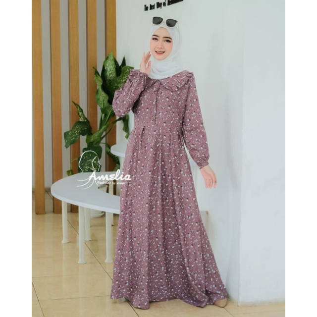 SAKILA MOTIV BUNGA SAKURA/DRESS MUSLIMAH/GAMIS REMAJA/GAMIS BUSUI/GAMIS KEKINIAN 2021