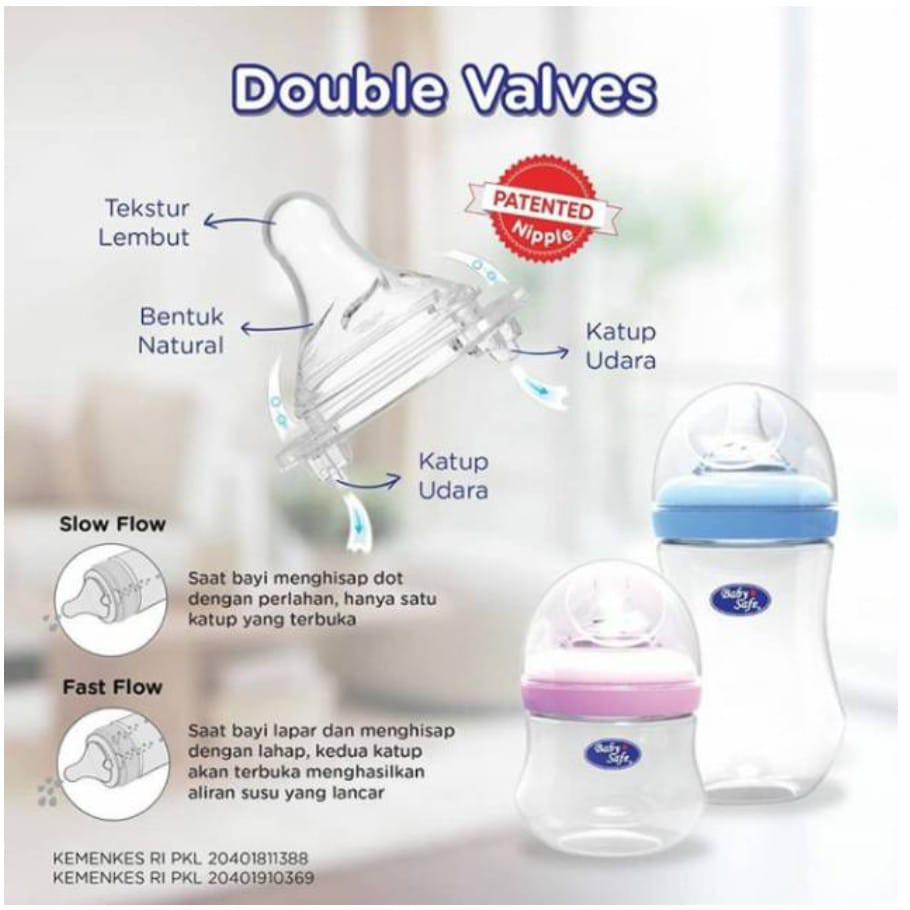 Baby Safe Wide Neck Bottle WNS01 WN001 WN002 WN30 3 STAGE Babysafe Milk Flow Botol Susu Bayi