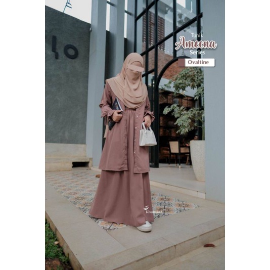 MURAAAH  SATU SET TUNIK AMEENA (TUNIK + ROK) BY KHUMAAZ , AZDA , KHUMAIRA