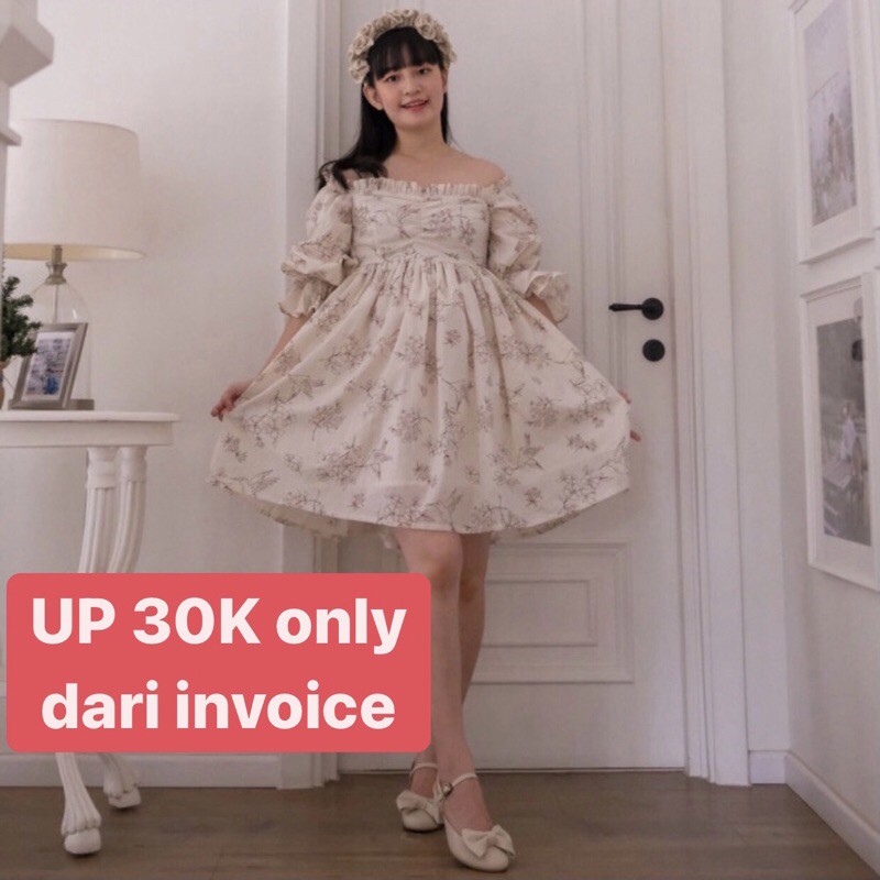 Le bijou lebijou shop x et cherie humming dress in beige lebijoushop cherry dreamy cream floral new