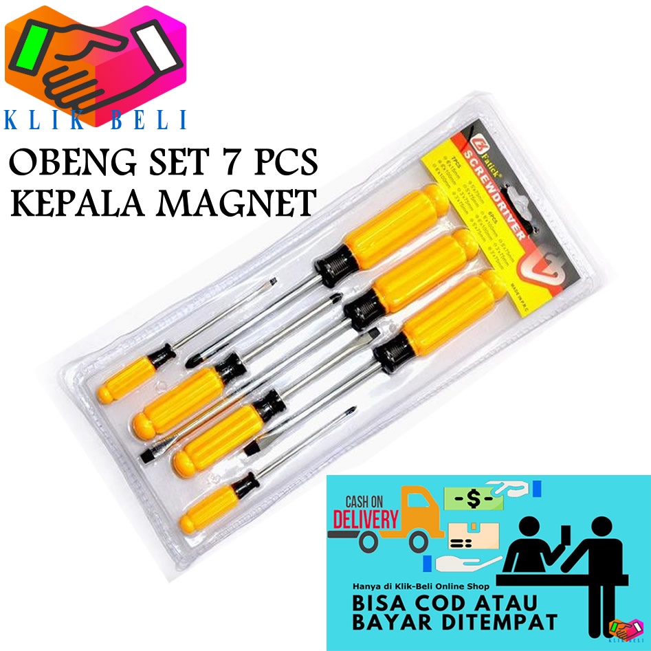 Obeng Set 7 Pcs Fatick Perkakas Set Obeng Kepala Magnet 0551 Screwdriver Set