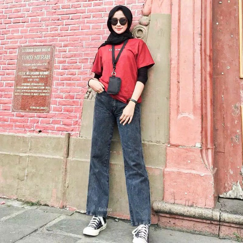 celana panjang//celana jeans kulot lipat peremium//celana wanita
