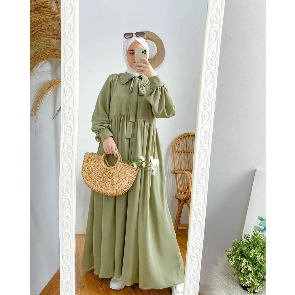 NIQABIS Gamis Wanita Kinara Dress Maxy 059 Bahan Ceruty Gamis Cewek Murah Gamis Lebaran Fashion Korea