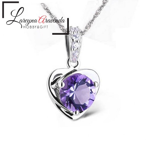 Kalung Wanita Titanium Liontin Love Kristal Crystal Anti Karat Non Alergi KL038