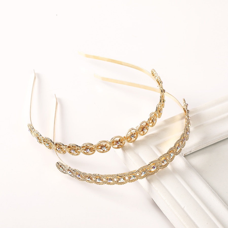 Headband Rantai Bahan Alloy Warna Emas Aksen Kristal Berlian Imitasi Gaya Korea Untuk Wanita