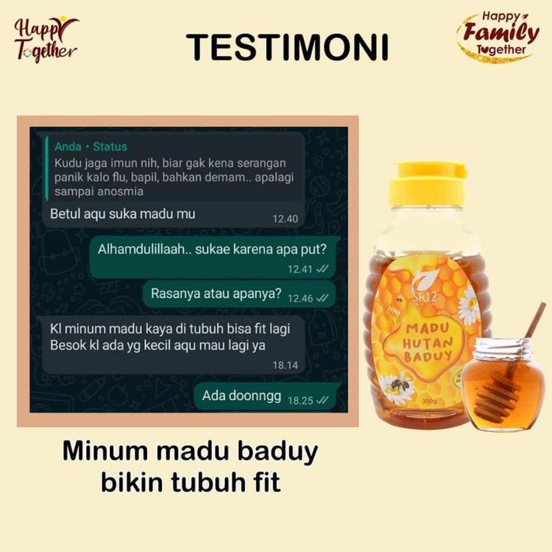 

MADU HUTAN BADUY SR12 / MEREDAKAN BATUK FILEKK / KESEHATAN JANTUNGG / MENAMBAH NAFSU MAKAN / BAIK UNTUK PENCERNAAN