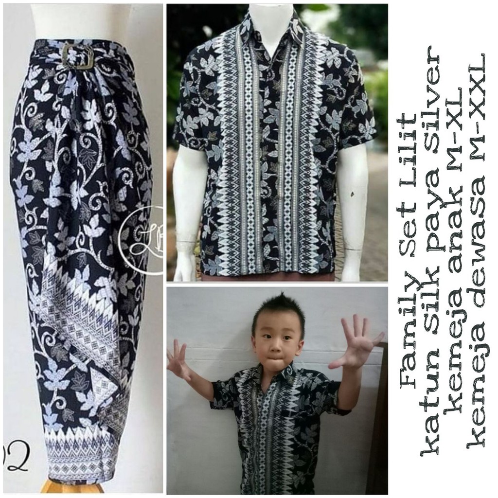 SB Collection Couple Family Rok Lilit Khalila Maxi Dan Kemeja Batik Anak Ayah