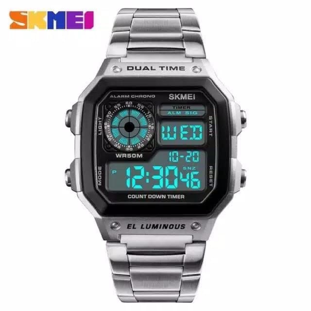 SKMEI 1335 Jam Tangan Pria Wanita Digital Tali Stainless LED Anti Air