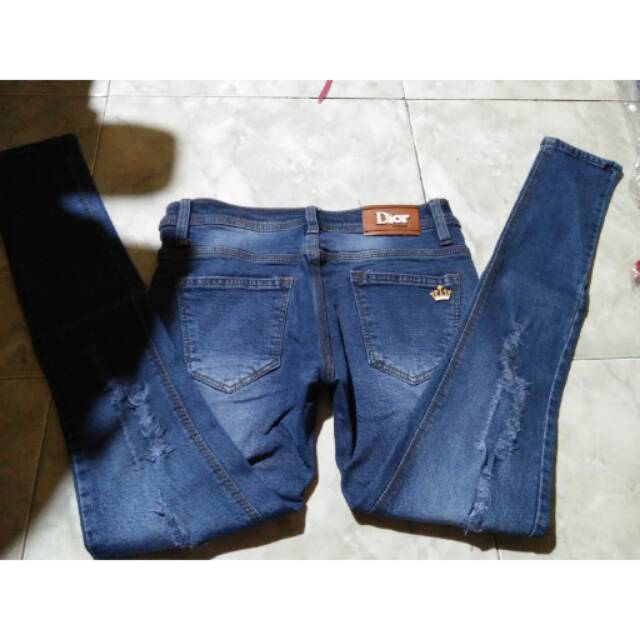 Jeans Ripped Dior Sobek Tembus