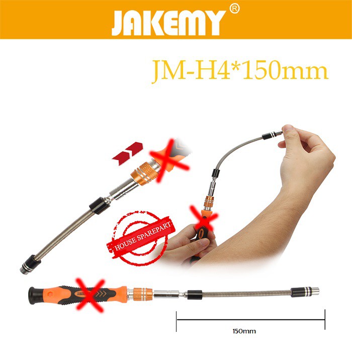 Jakemy JM-H4x150mm Black Soft Extension Obeng Bar Flexibel Original