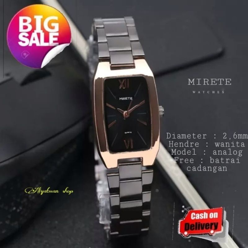 Jam Tangan Import Wanita Strap rantai Analog Quart Tahan Air | Jam Tangan Cewek Water Resistant Mewah Elegan | Jam Tangan Wanita MIRETE Original Free Batrai Cadangan Jam Tangan Kasual Olahraga Wanita Fashion Cewek_ Jam Tangan Wanita Analog