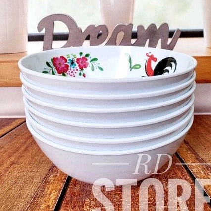 PROMO 6.PCS MANGKOK RAMEN MOTIF AYAM MELAMINE