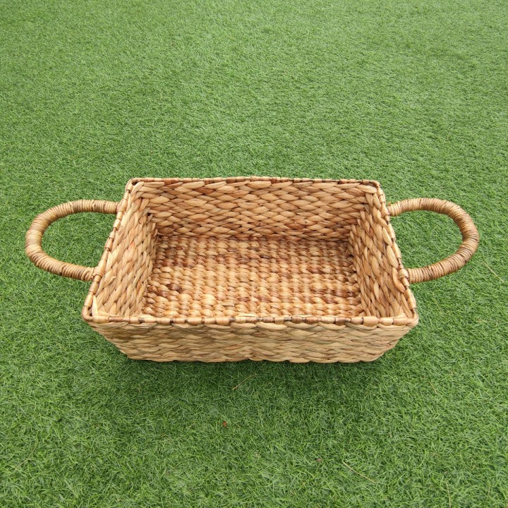 23 Keranjang Rangka Handle Enceng Gondok Persegi Medium - 38x23x15cm