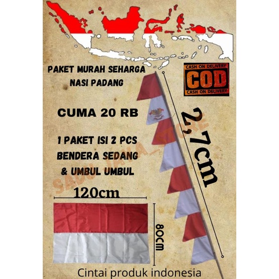 BENDERA UMBUL UMBUL WARNA WARNI 1 PAKET ISI 2PCS/BENDERA UMBUL UMBUL MERAH PUTIH & WARNA WARNI ISI 1