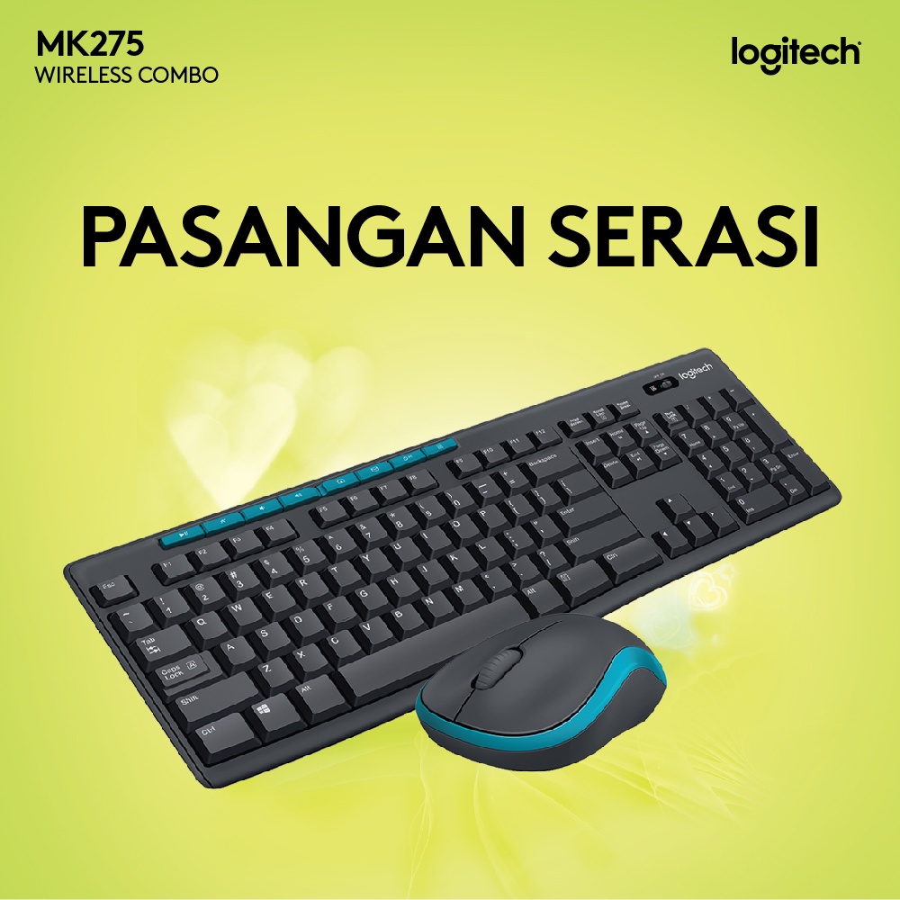 Logitech MK275 Combo Keyboard dan Mouse Wireless dengan Tombol Multimedia