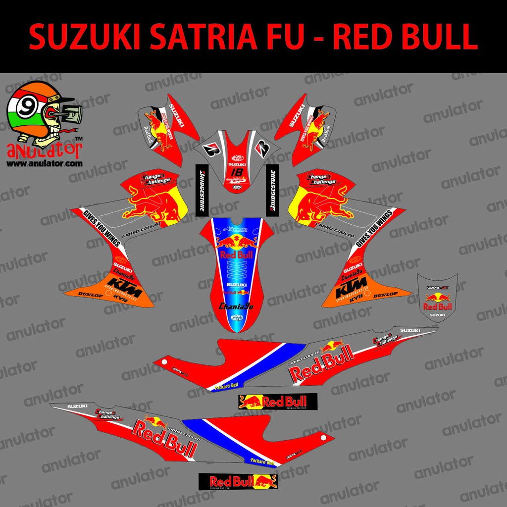 Sticker Striping Motor Stiker SUZUKI SATRIA FU MOTOGP RED BULL SPEC