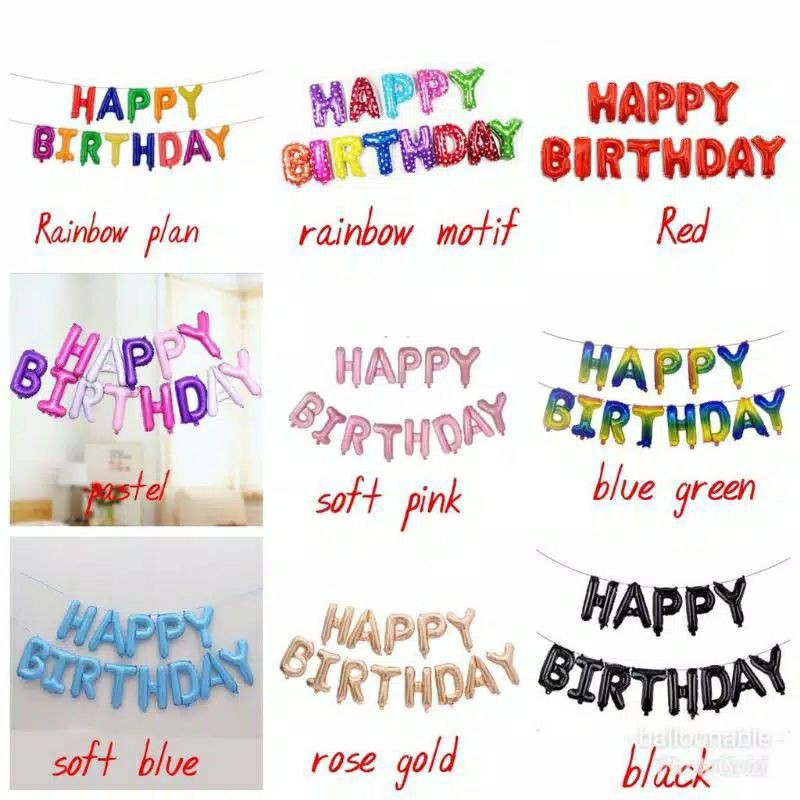 Balon Set Happy Birthday ukuran 40cm MURAH