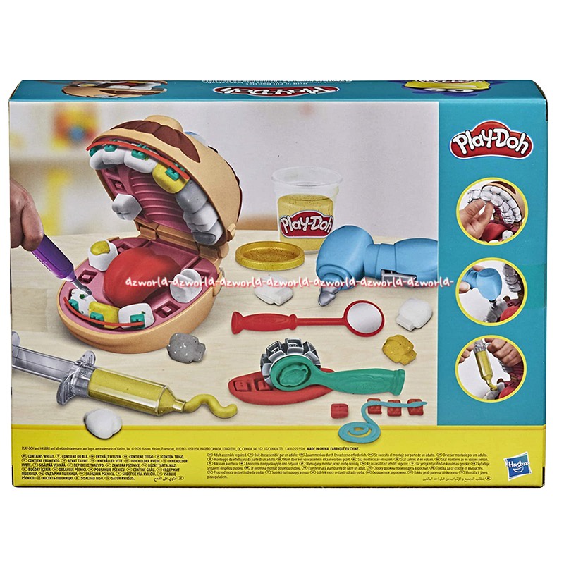 Play-Doh Drill N Fill Dentist Teeth Playdoh Mainan Lilin Dokter Gigi Cetakan Gigi Alat Periksa Doh