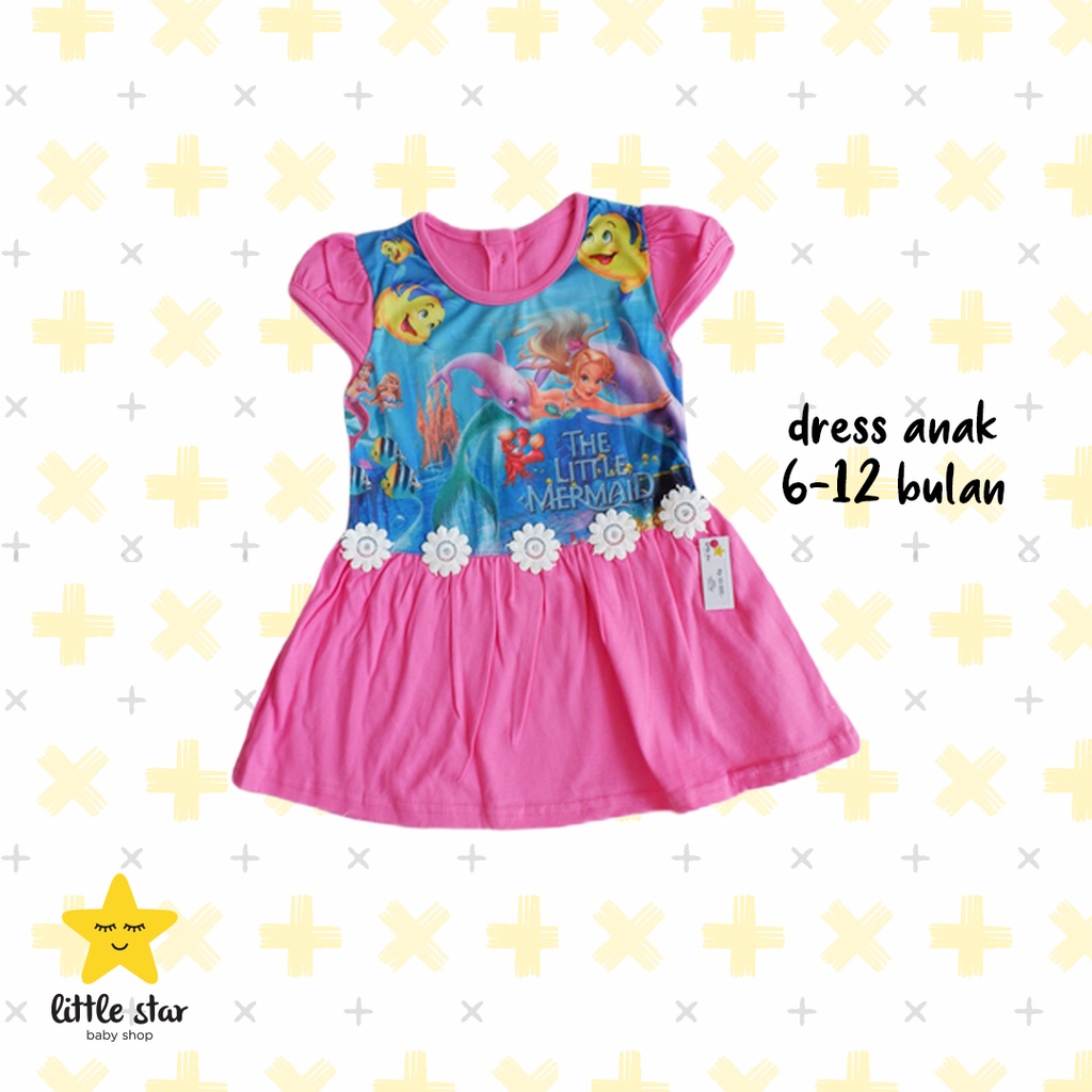 Dress Anak Perempuan Little Mermaid | Set Baju Bayi Cewek Putri Duyung