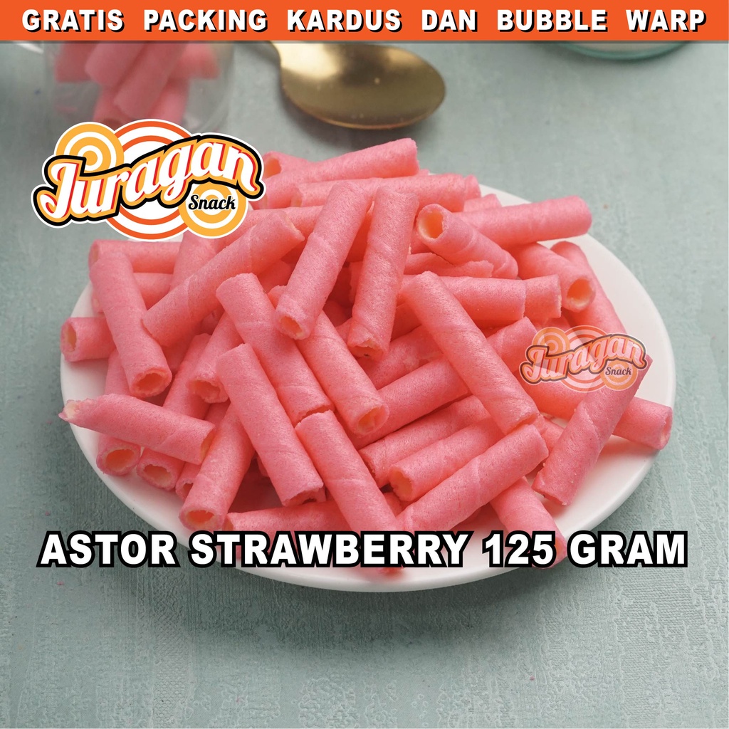 ASTOR STRAWBERRY 125 GRAM snack kiloan makanan ringan jajanan cemilan camilan wafer manis