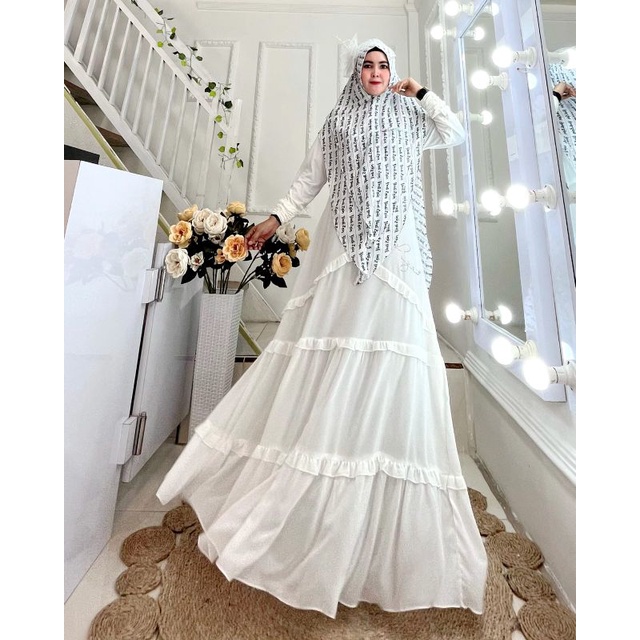 Gamis Set Syari Yodizein Syari Gamis Set Khimar Printing Motif Gami Haji dan Umroh