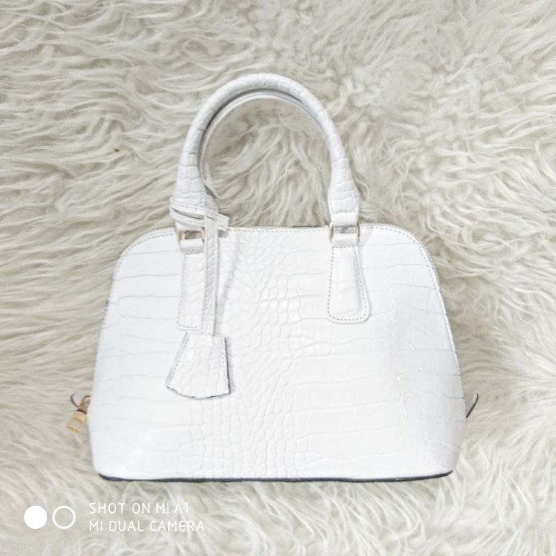 ALMA Croco [ White/Putih ] Tas Impor Import Wanita Kado Unik Murah Pesta Kerja Sekolah Anak Crocodil
