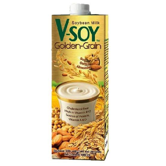 Vsoy Soya Milk &amp; Almond Golden Grain 1000ml Susu Almond Soya