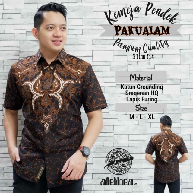 Batik Pria Lengan Pendek PAKUALAM Katun Halus Full Furing Termurah