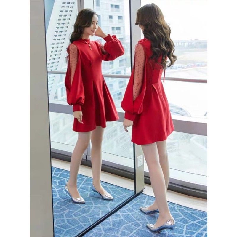 MDLV ~ CNY0522 RedCherry Dress Imlek Women Red Dress Chinese new year Dress Sincia Christmas Dress Premium Dress Import Fashion Import