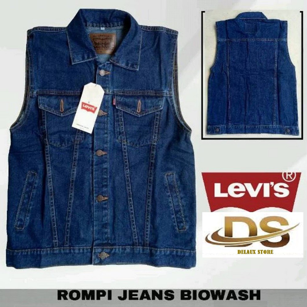 Rompi Jeans Biowash L3pis Pria Jaket Denim Pria Kualitas Premium