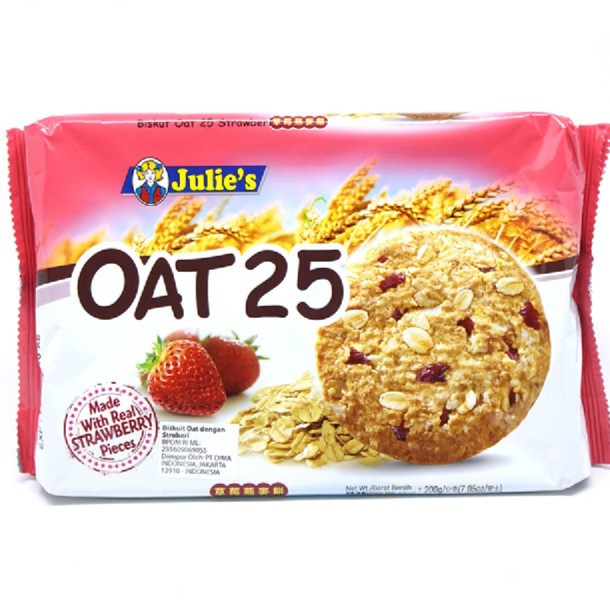 

Julies oat 25 made w/real s/berry 200g