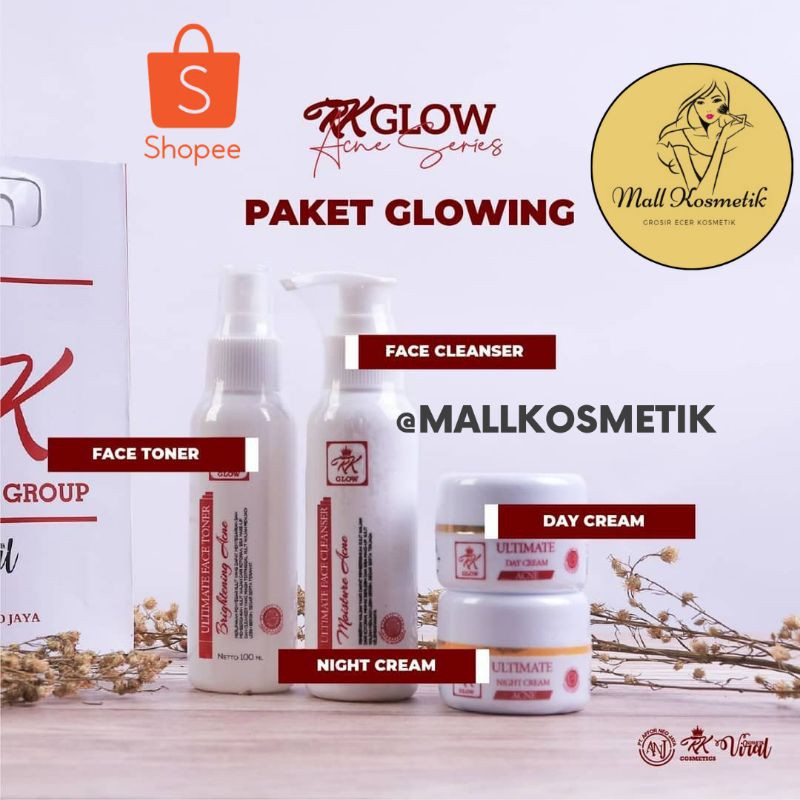 (✔️COD) ECER CREAM RK SIANG MALAM ACNE PREMIUM RED JELLY RK GLOW KOSMETIK VIRAL AGEN DISTRIBUTOR ANJ